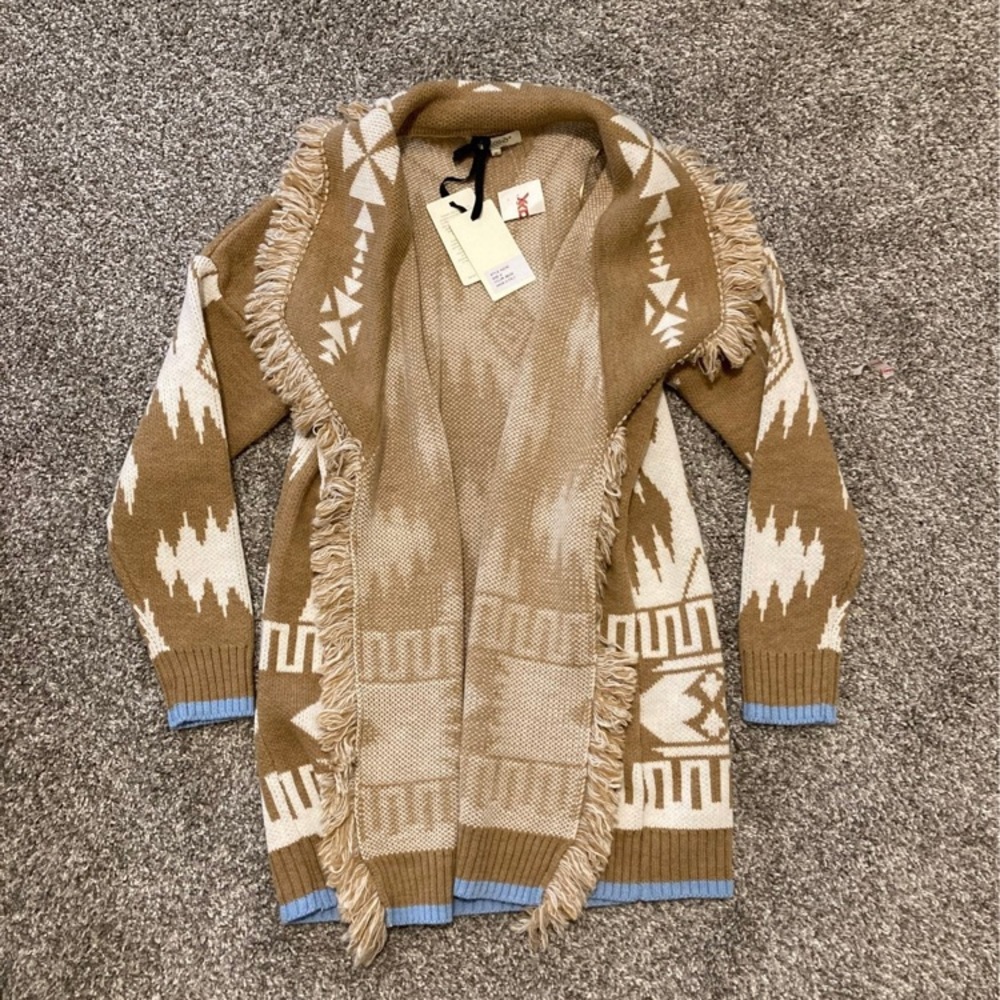 Cocogio Italian Wool Blend Cardigan Aztec/Indigenous Patterned